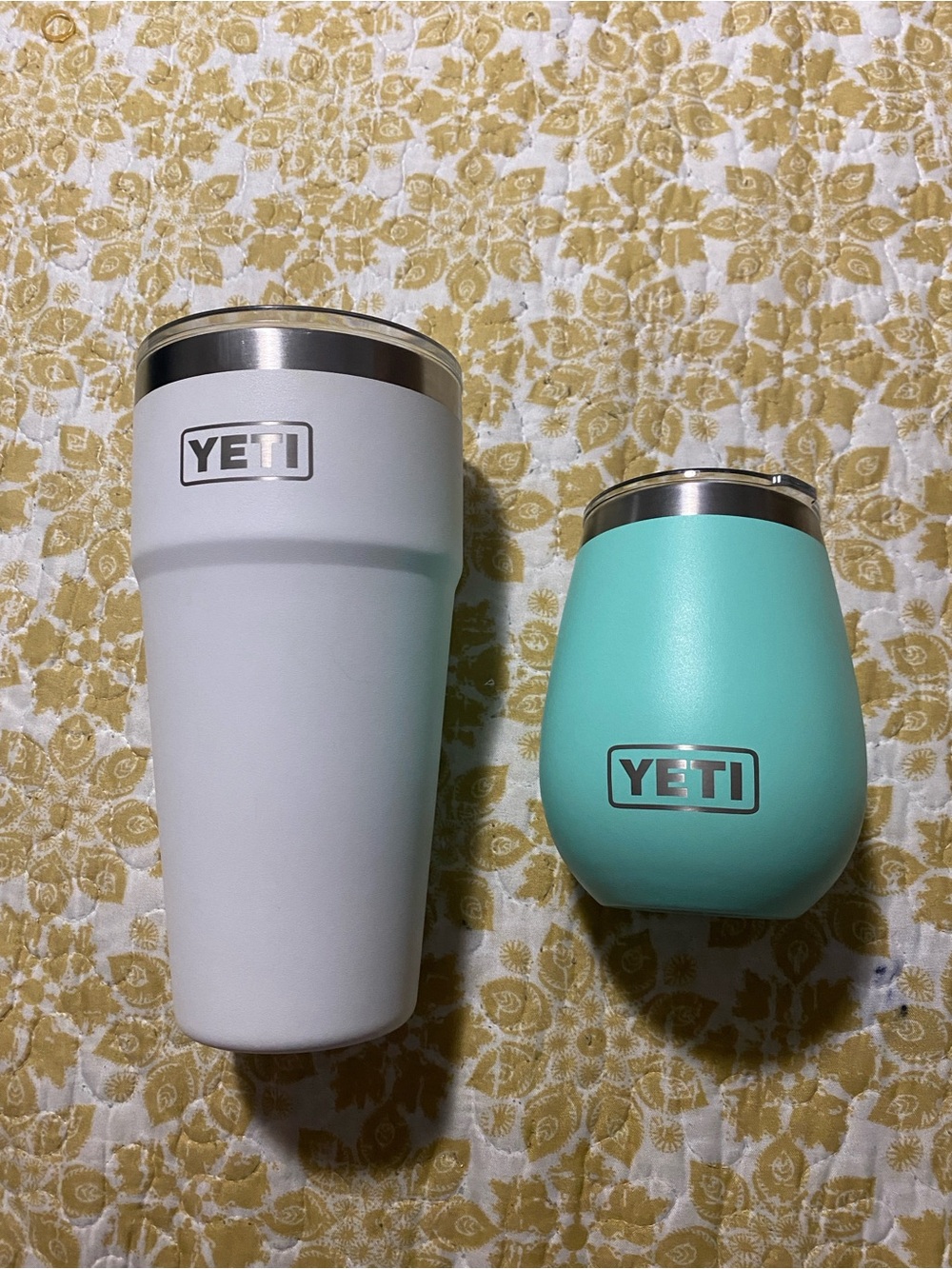 Yeti White Tall Tumbler and Seafoam Green Wine Tumbler Set